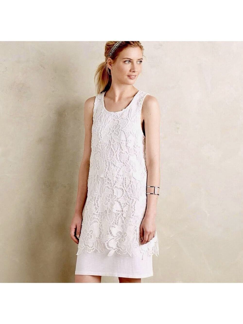 Dolan White Lace Sheath Mini Dress Small P White Lined Party Feminine Engagement